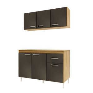 COMBO COCINA 120 ALACENA+BAJO MESADA HICKORY/NEGRO IMPORT